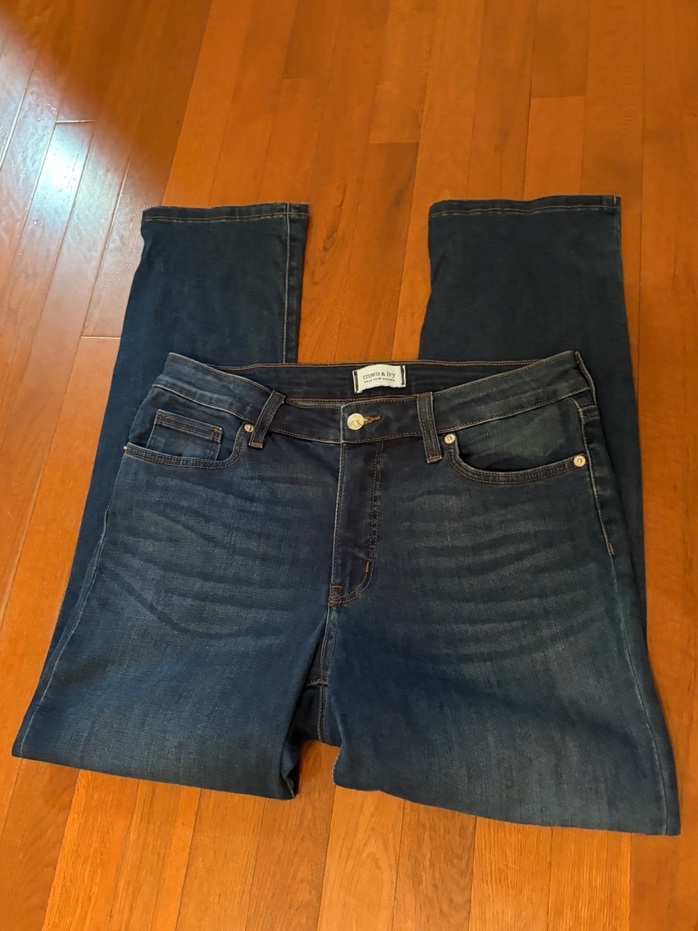 crown & ivy Dark Blue Straight-Leg Women's Jeans